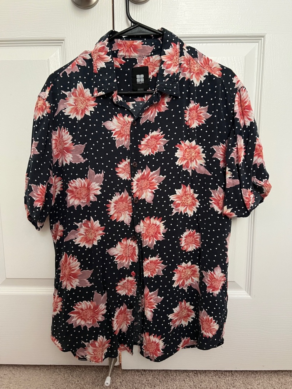 Men's Floral Short-Sleeve Button-Up Shirt - Coral Flowers